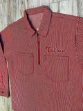 Red Pinstripe Quarter Zip Denim Work Shirt