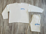 Natural/Carolina Blue “M.F.B.I.D.T” Raw Edge Sweatsuit
