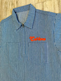 Light Blue Striped Denim Zipped Shirt