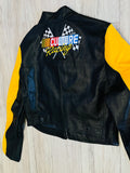 Black/Varsity Yellow Leather Racing Jacket