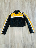 Black/Varsity Yellow Leather Racing Jacket