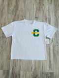 White/Kelly Green Luxe “M.F.B.I.D.T” Heavyweight Crop Shirt