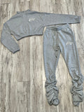 Heather Grey Half Zipped Stacked Sweatsuit