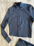 Slate Grey Premium Athleisure Jacket & High Waist Shorts
