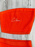 Orange Cable Knit Tube Top & Skirt