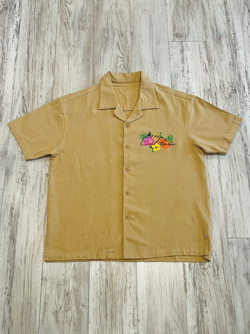 Tan “Paradise” Premium Linen Cuban Shirt