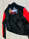 Black/Varsity Red Leather Racing Jacket