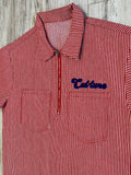 Red Striped Denim Zipped Shirt
