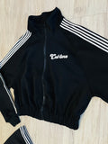 Black Cropped/Wide Leg Striped Tracksuit(W)