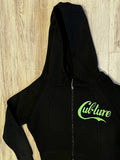 Black/Neon Green Paneled Crop Hoodie