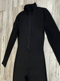 Black Premium Athleisure Zipped Bodysuit