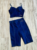 Dark Wash Denim Corset & Shorts