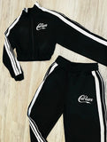 Black Wide Leg Striped Tracksuit(W)