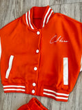Orange Varsity Jacket & Shorts