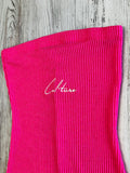 Hot Pink Ruffle Ribbed Romper