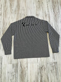 Black Pinstripe Quarter Zip Denim Work Shirt