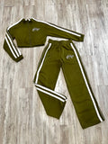Olive Zipped Stripe Tracksuit