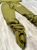 Olive Half Zipped Stacked Sweatsuit