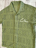 Sage Lace Knit Cuban Button Down