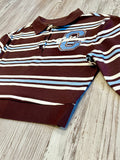 Chocolate/Carolina Blue Stripe Varsity Polo