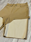 Khaki Two Tone Raw Edge Carpenter Shorts