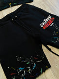 Black “Cul•ture Studios” Painted Full Zipped Hoodie & Shorts