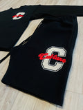 Black/Red “M.F.B.I.D.T” Raw Edge Sweatsuit
