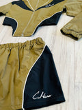 Dark Olive Colorblock Windbreaker Set