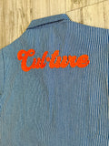 Light Blue Striped Denim Zipped Shirt
