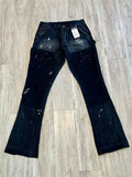 Black Vintage Wash “Paint Splatter” Carpenter Flare Pants