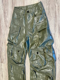 Olive Wax Leather Cargo Pants(W)