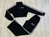 Black Cropped/Wide Leg Striped Tracksuit(W)