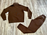 Mocha Quarter Zip Premium Sweatsuit