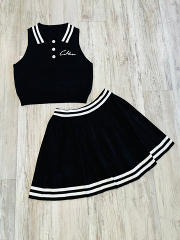 Black Sleeveless Polo & Tennis Skirt