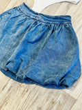 Vintage Wash Denim Mini Bubble Skort & Ribbed Bodysuit
