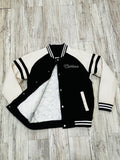 Black/Natural Corduroy Varsity Bomber
