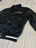 Black Satin Bomber Jacket