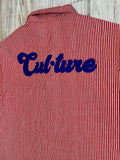 Red Striped Denim Zipped Shirt