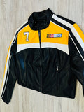 Black/Varsity Yellow Leather Racing Jacket