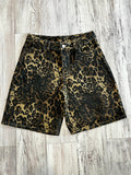 Brown Leopard Denim Jorts(W)