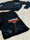 Black “Cul•ture Studios” Painted Full Zipped Hoodie & Shorts