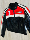 Black/Varsity Red Leather Racing Jacket