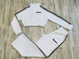 White Cropped/Wide Leg Striped Tracksuit(W)
