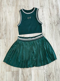 Hunter Green/Natural Premium Athleisure Tank Top & Pleated Tennis Skirt