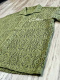 Sage Lace Knit Cuban Button Down