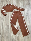 Mocha Zipped Stripe Tracksuit