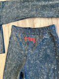Vintage Blue Acid Wash “Tour Merch” Crop Top & Leggins