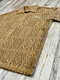 Camel Lace Knit Cuban Button Down