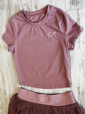 Mauve Premium Athleisure Shirt & Pleated Mesh Tennis Skirt