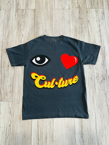 Slate Grey “👁️❤️Cul•ture” Garment Dyed Shirt